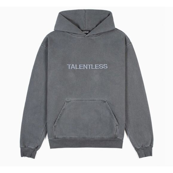 TALENTLESS-MENS HOODIE - CIRCLE LOGO EMBROIDERED(STEEL GREY) - Picture 1 of 8